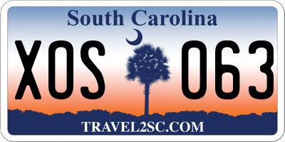 SC license plate XOS063