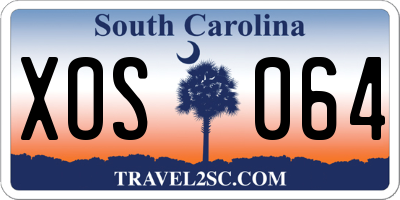 SC license plate XOS064