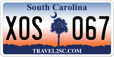 SC license plate XOS067