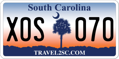 SC license plate XOS070