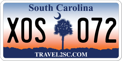 SC license plate XOS072