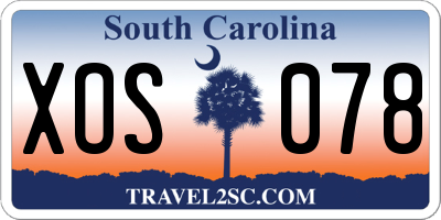 SC license plate XOS078