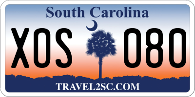 SC license plate XOS080