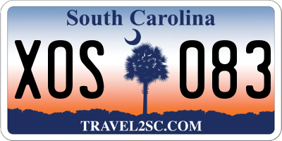 SC license plate XOS083