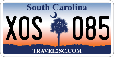 SC license plate XOS085