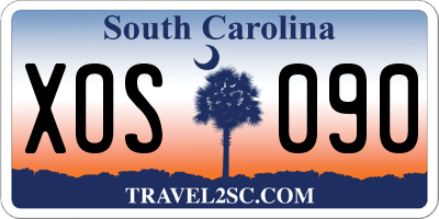 SC license plate XOS090