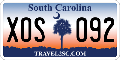 SC license plate XOS092