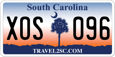 SC license plate XOS096
