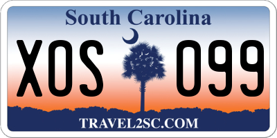 SC license plate XOS099