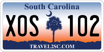 SC license plate XOS102