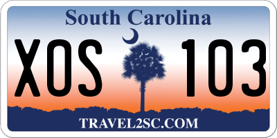 SC license plate XOS103