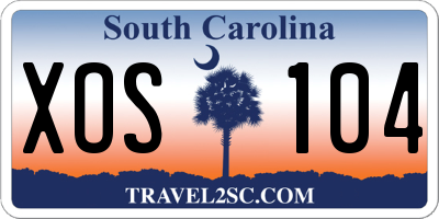 SC license plate XOS104