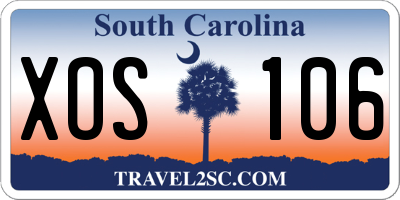 SC license plate XOS106