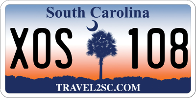 SC license plate XOS108
