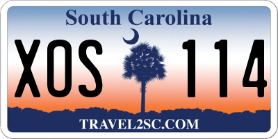 SC license plate XOS114