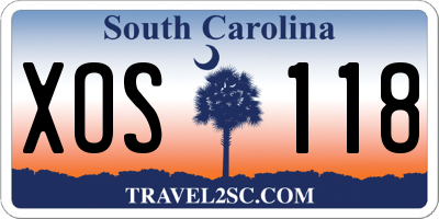 SC license plate XOS118