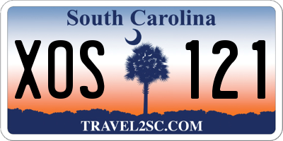 SC license plate XOS121