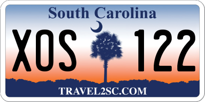 SC license plate XOS122