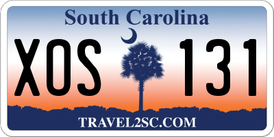 SC license plate XOS131