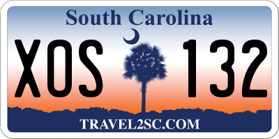 SC license plate XOS132