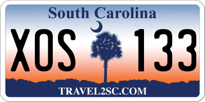 SC license plate XOS133