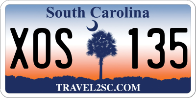 SC license plate XOS135