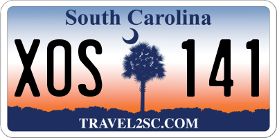 SC license plate XOS141