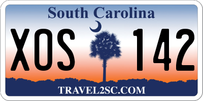 SC license plate XOS142