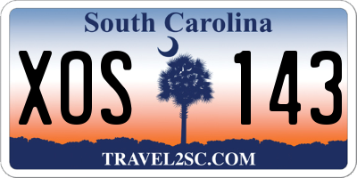 SC license plate XOS143
