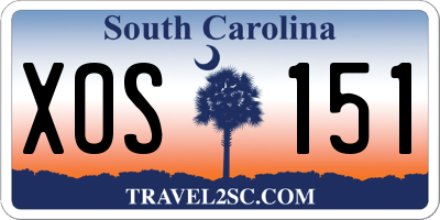 SC license plate XOS151
