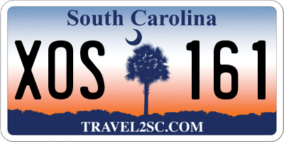 SC license plate XOS161