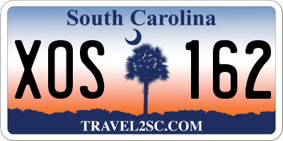 SC license plate XOS162