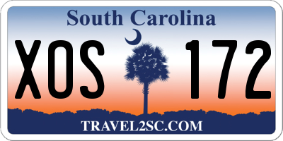 SC license plate XOS172