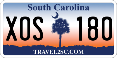 SC license plate XOS180