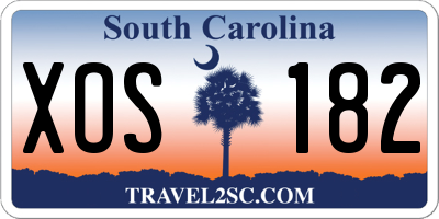 SC license plate XOS182