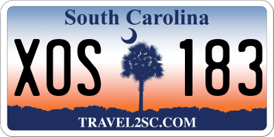 SC license plate XOS183