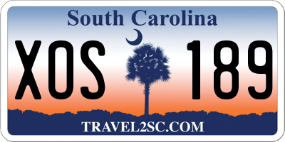 SC license plate XOS189