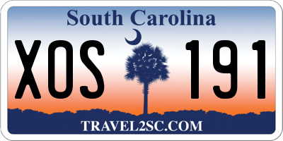 SC license plate XOS191