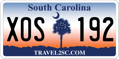 SC license plate XOS192
