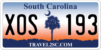 SC license plate XOS193