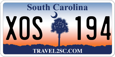 SC license plate XOS194