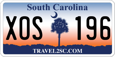 SC license plate XOS196