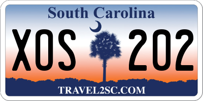 SC license plate XOS202