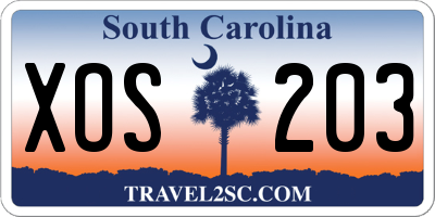 SC license plate XOS203