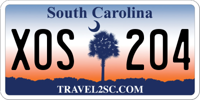 SC license plate XOS204