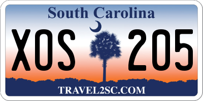 SC license plate XOS205