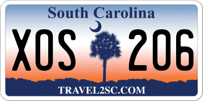 SC license plate XOS206