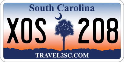 SC license plate XOS208