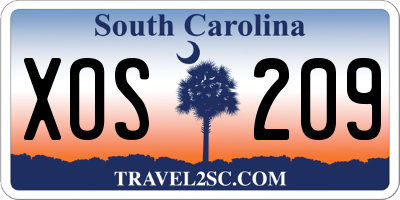 SC license plate XOS209