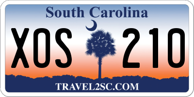 SC license plate XOS210
